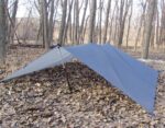 A LiteOutdoors Backpacking Tarp set up as an A-Frame